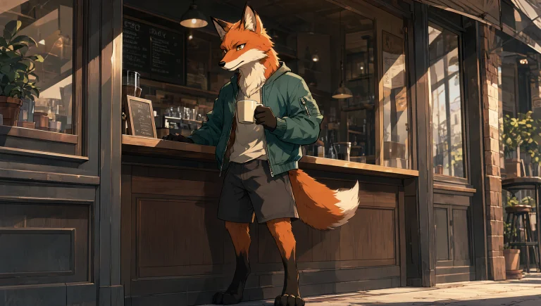 A Polished Anime Illustration Of An Adult Anthropomorphic Re...