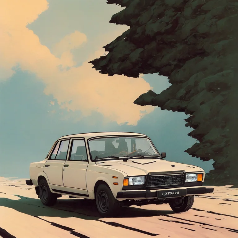 Rolling Shot, Lada Car, Winter, Drifting, Design 3 Dmax Vray...