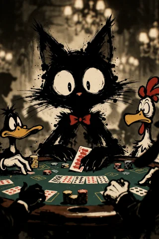Sumiink, Ta86wistfall, A Absurd Cartoon Black Cat With Big S... — Stable Diffusion AI Prompt: SumiInk, ta86_wistfall, A absurd cartoon black cat with big stupid eyes and tong...