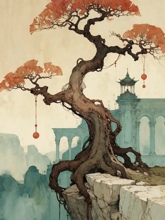 Bradhamel Art Style. A Majestic, Ancient Tree With Gnarled,...