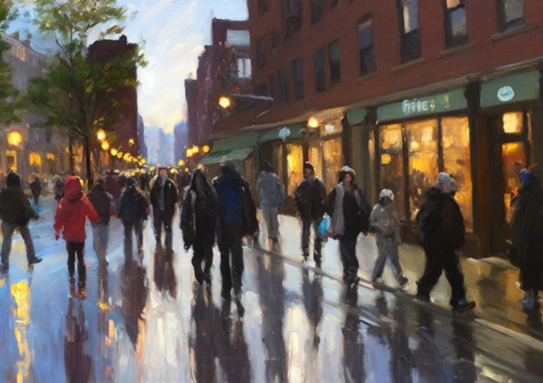 North End Of Boston Touristy Street, Contemporary Shops Elec...