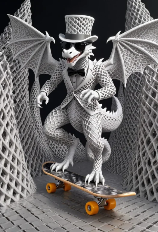 Gyroid Shape Morph Lattice Porous Surfaces, A Dragon With La...