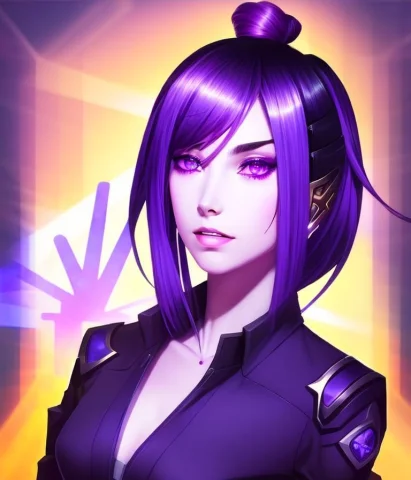 Professional, Anime Style, Charhelper, Womans Face, Purple E... — Stable Diffusion AI Prompt: professional, anime style, charhelper, woman's face, purple eyes, punk, digital...