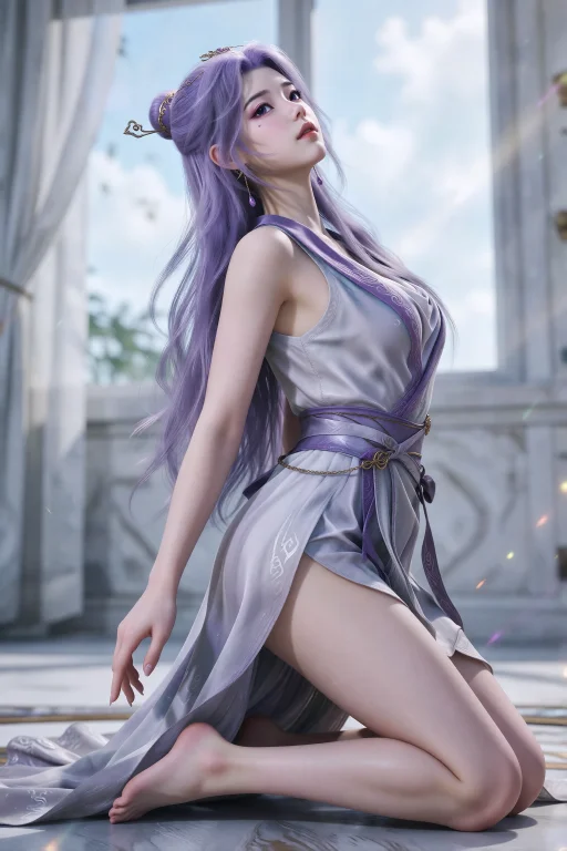 8kcg Yunxiao,1girl,purple Eyes,facial Mark,purple Hair,hair...