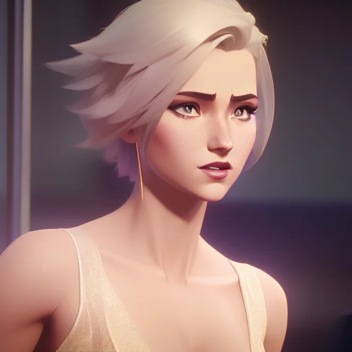 Arcane Style, Attractive Short Haired Blonde Woman , 3d, 3d...
