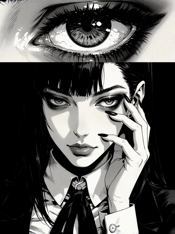 A Black-and-white, High-contrast, Digital Illustration In A...