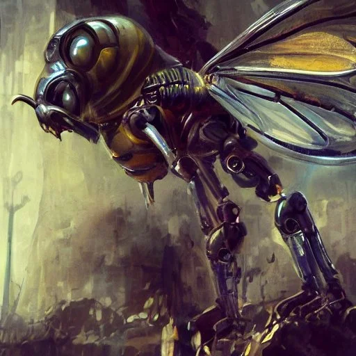 Science Fiction High Tech Robot Beeez, Matte Oil Painting, T...