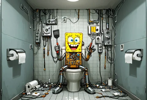 Masterpiece, ,made Of Transistors, A Cyborg Spongebob Made T... — Stable Diffusion AI Prompt: Masterpiece, ,Made of Transistors, a cyborg SpongeBob made transistors, of sitti...