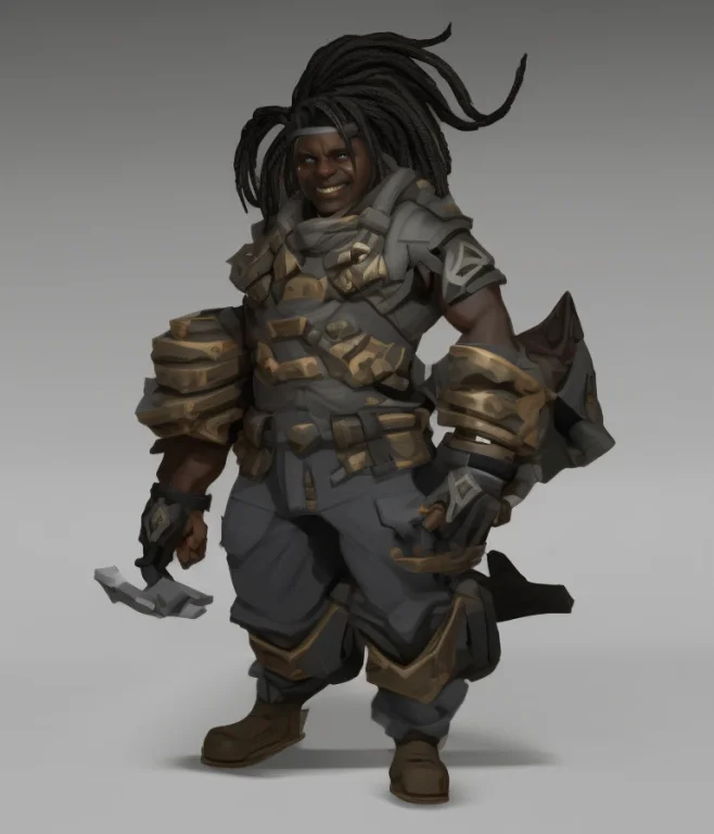 Anime Style, Charhelper, Black Dwarf Face, Digital Portrait,...