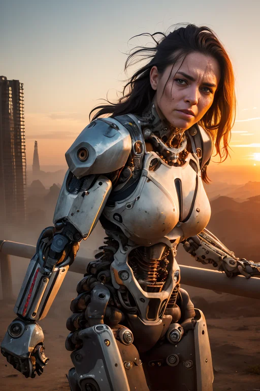 Raw Photograph, Realistic Photo Of Woman In A Hulking Hydrau...