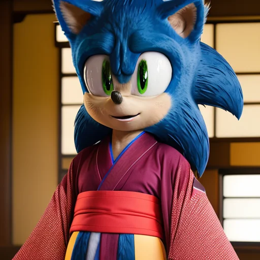 Sonic Wearing A Red Kimono
