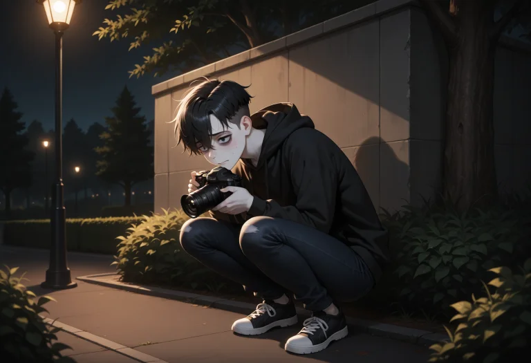 Solo, 1boy, Young Man, 22 Years Old, Messy Black Hair, Under...