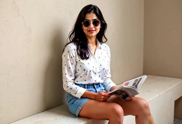 A Full-length Fashion Portrait Of A Young South Asian Woman...