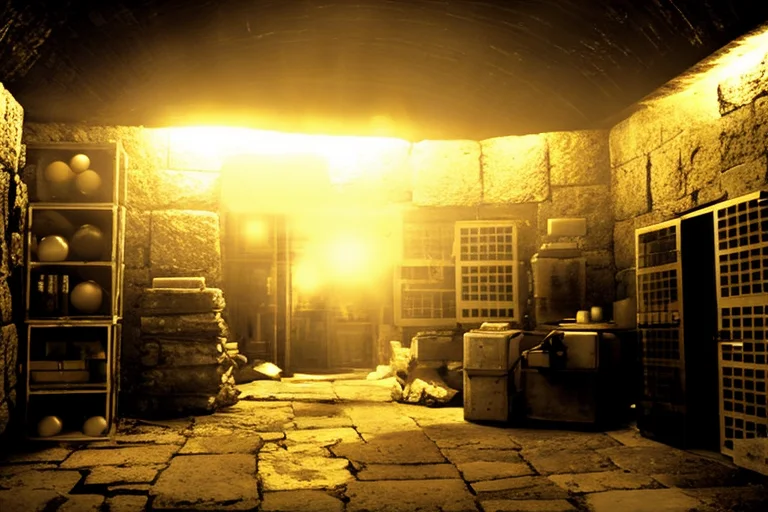 Sincitymovie Style Picture Of A Secret Cave Containing Vario...