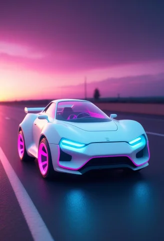8k, Raw Digital Photo, A Chibi Retro Sports Car Completely T... — SDXL AI Prompt: 8k, Raw digital photo, a chibi retro sports car completely transformed into a gy...