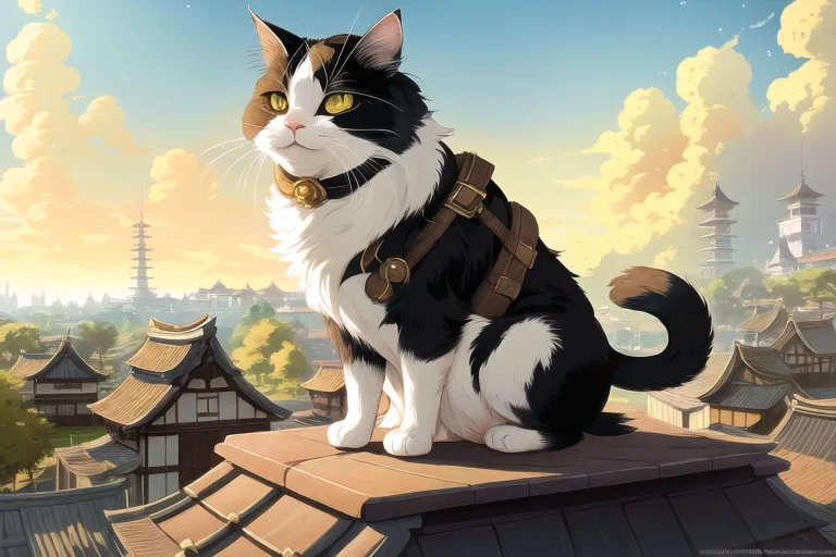 A Cat Sitting On A Roof, Japanese Postal Town, Character, By...