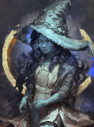 Rembrandt,midjourney, Oncrescent1.3, Ranni The Witch, Sittin... — Stable Diffusion AI Prompt: (rembrandt),(midjourney), (on_crescent:1.3), ranni the witch, (sitting on the cr...