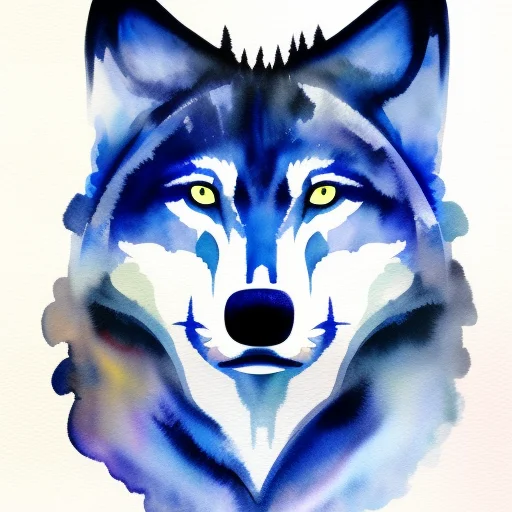 Portrait Of Wolf, Watercolor Illustration In Marc-allante St...