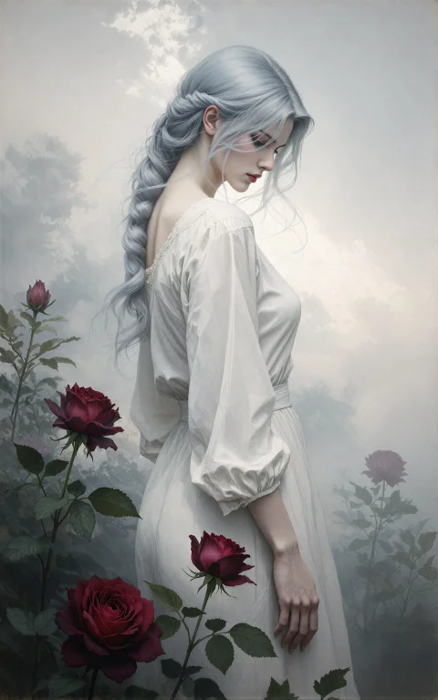 A Masterpiece Ethereal Watercolor Painting Of A Beautiful Yo...
