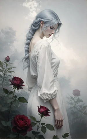 A Masterpiece Ethereal Watercolor Painting Of A Beautiful Yo... — Stable Diffusion AI Prompt: A masterpiece ethereal watercolor painting of a beautiful young woman with flowi...