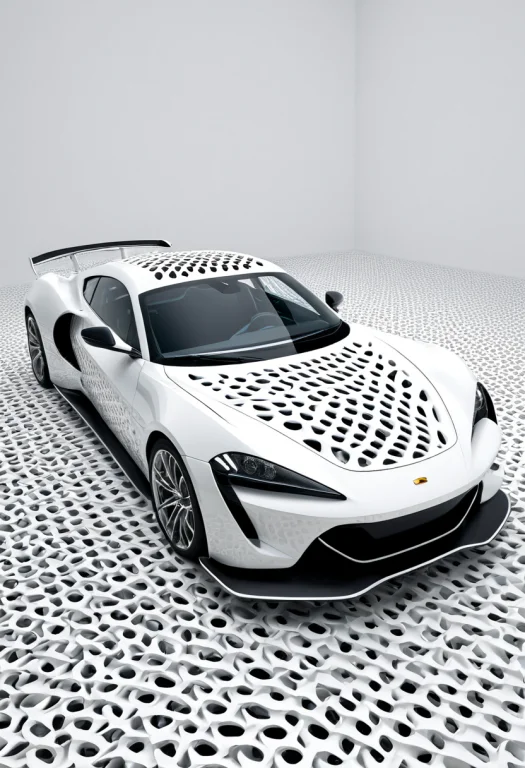 Gyroid, Gyroid Lattice, Photorealistic, A Sleek Sports Car O...
