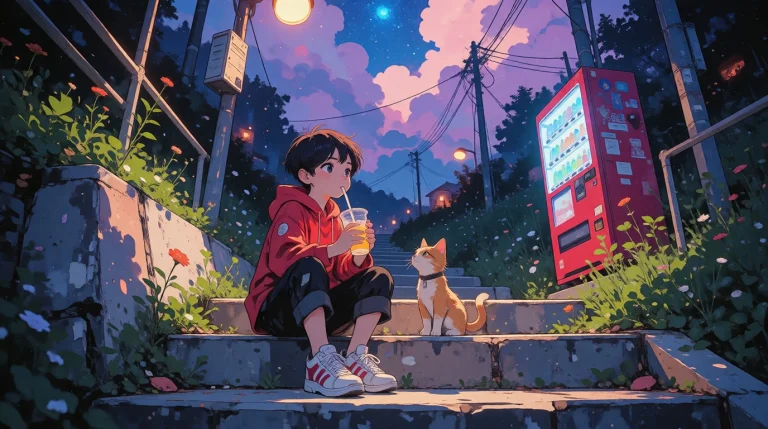Nature, Zidiusart Anime-style Illustration, Starry Dusk Sky...