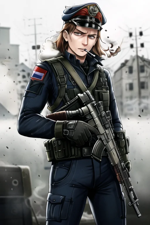Masterpiece, A Portrait Of Bad Soldier, Black Costume, Cap,...