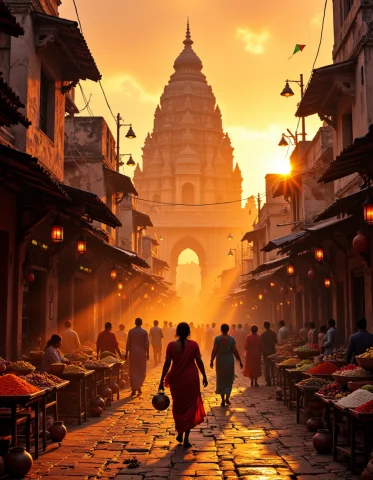 Aidmahidreamstyle, A Hyper-realistic Photograph Of A Bustlin... — Stable Diffusion AI Prompt: aidmaHiDreamStyle, A hyper-realistic photograph of a bustling Indian street at d...