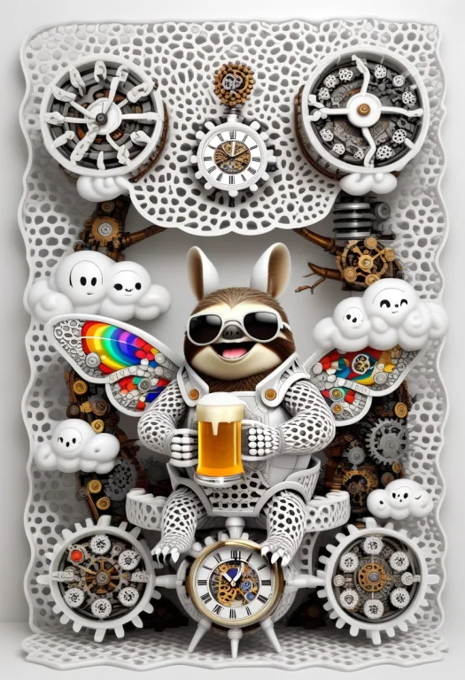 A Warrior Made Of Distinctive Gyroid Lattice, Steampunk Flat...