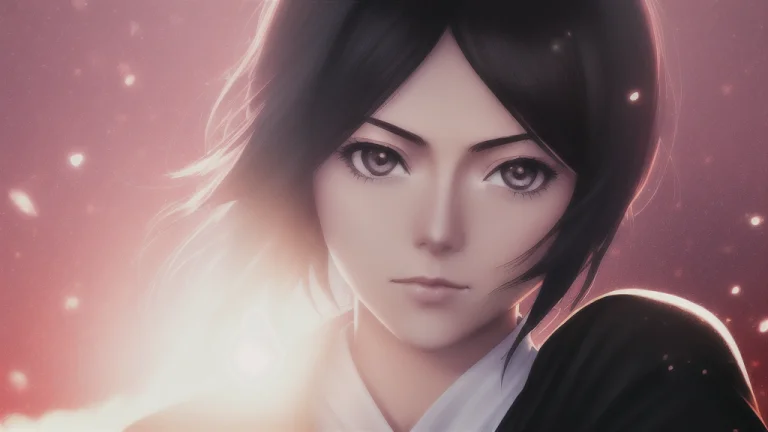 1girl, Rukia Kuchiki From Bleach, Warm Light, Particles, Hea...