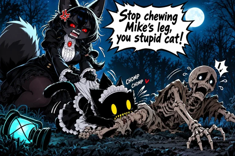 -                    ,                Stop Chewing Mikes Leg...