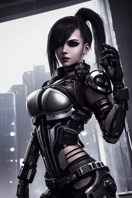 Girl, Cyberpunk Augmentation, Cyberware, Cyborg, Carbon Fibe...