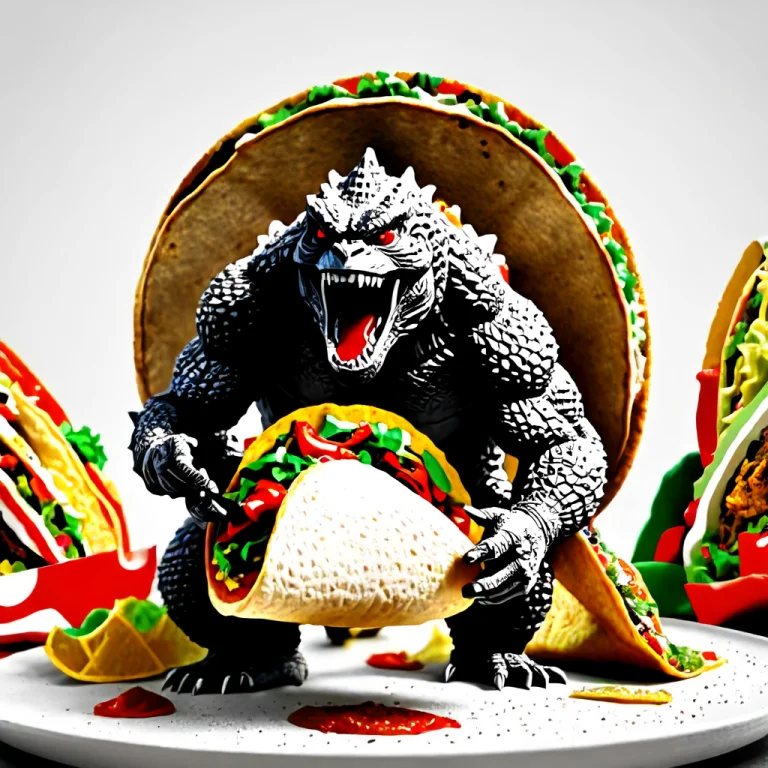 Positivo Intricate, Detailed, Godzilla Aggressively Eating A...