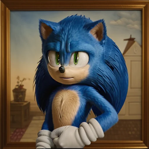 A Portrait Of Sonic,oil Painting,by Leonardo Da Vinci