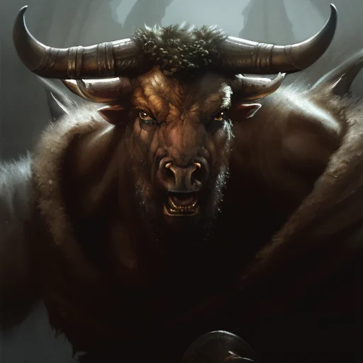 Close-up Portrait Of Minotaurperson, Fantasy, Frostpunk, Vik...