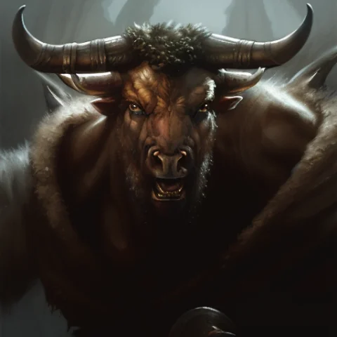Close-up Portrait Of Minotaurperson, Fantasy, Frostpunk, Vik... — Stable Diffusion AI Prompt: Close-up Portrait of Minotaur_Person, Fantasy, Frostpunk, Viking, Volumetric lig...