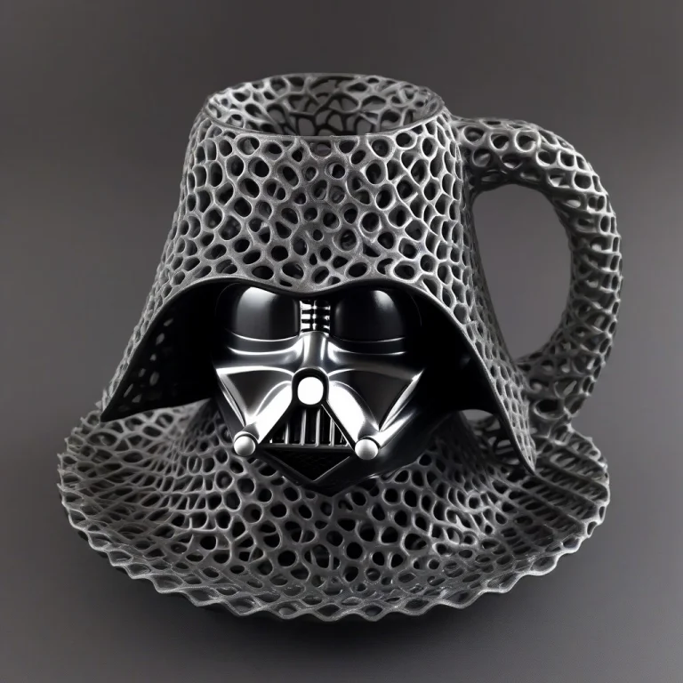 Darth Vader Holding Coffee Mug,gyroid Lattice Structure