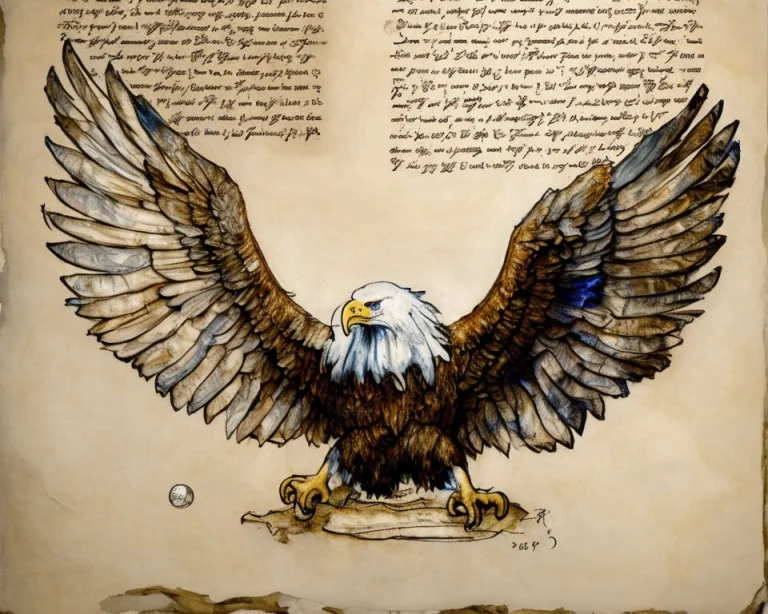 An Eagle Spreads Its Wings, Drawing By Parchart, Blue Sky