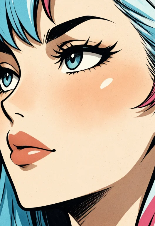 Woman Face Closeup, Colored Tips, , Brilliantly Described, E...