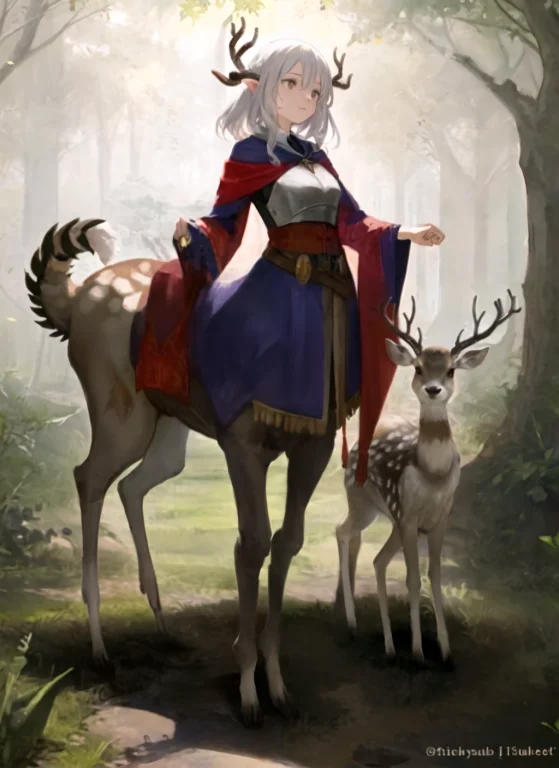 Masterpiece, Best Quality,a Portray Of A Woman ,deer Taur,de...
