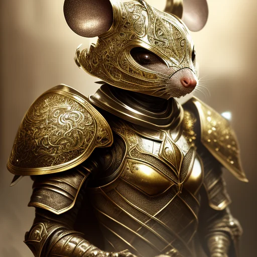 Epic Mouse Knight, Portrait, Finely Detailed Armor, Intricat...