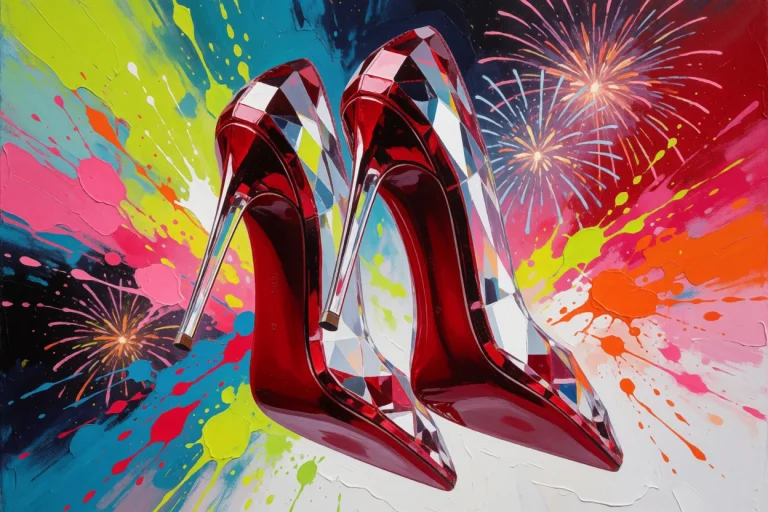 A Dynamic Low-angle Close-up Of A Pair Of Crimson Crystal St...