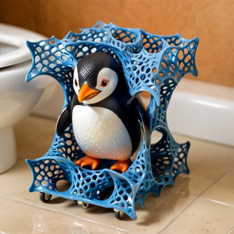 Macro, Tilt-shift , Gyroid, Lattice Structure1.1, Penguin1.1... — SDXL AI Prompt: Macro, tilt-shift , gyroid, (lattice structure:1.1), (penguin:1.1), , (on toilet...