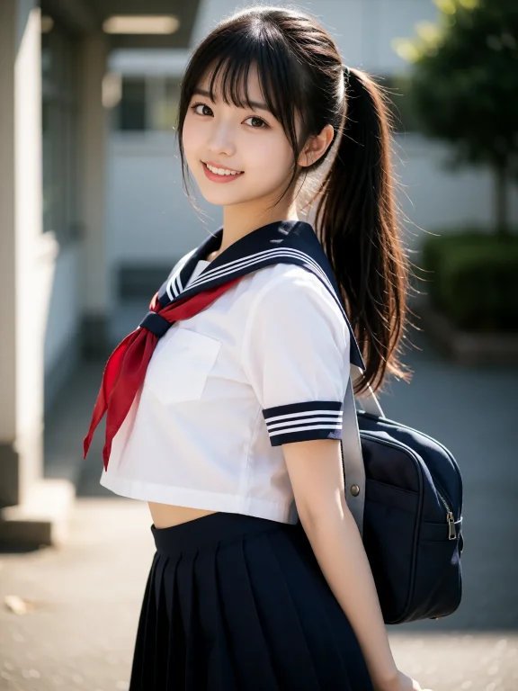Photo Of A Young Japanese Female, Cute. Long Ponytails Hair...