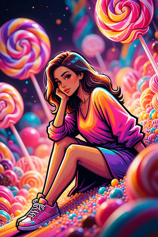 Loraduckymixkrea2epoch10loraf161,, A Vibrant Digital Illustr...