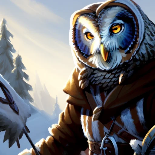 Medium Close-up Of A Mycenaean, Great Grey Owl Owlfolk Perso...