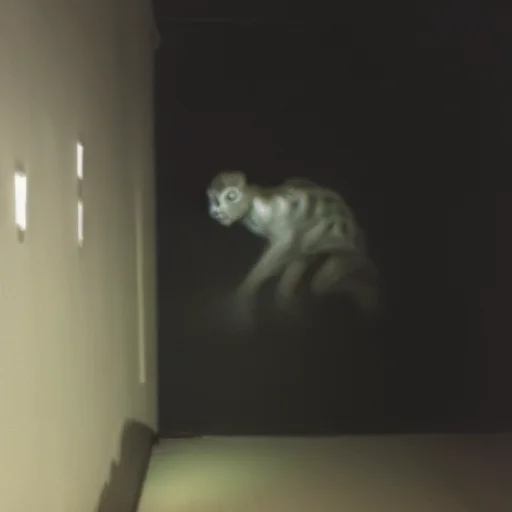 Empty Shool Building At Night, Creature Behind The Corner, H...