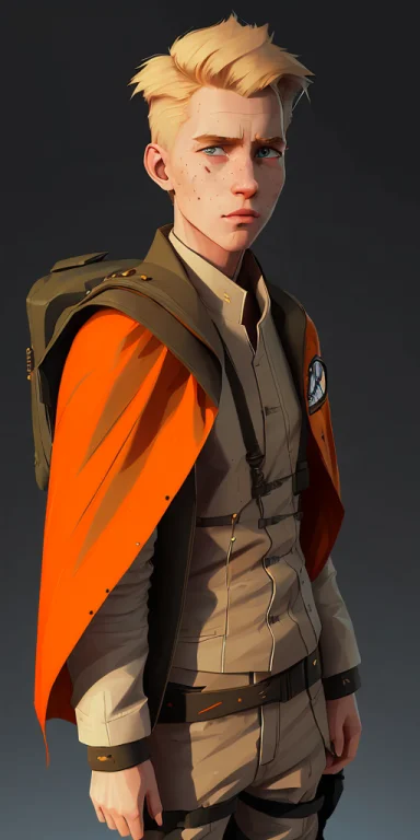 Blond-haired White 17-year-old Boy Wear Military Suit, Orang...