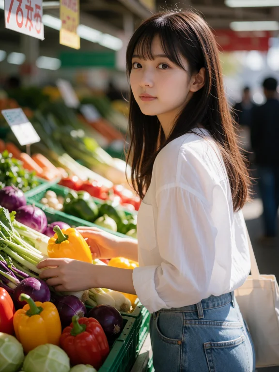 Candid Photo Of A Young Japanese Female, Shopping Groceries...