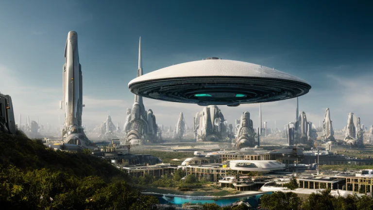 A Render Of Alien Sci-fi City. Ultra Detailed, Ultra Realist...